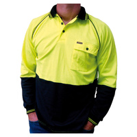 BK6977 Bisley 2 Tone Cool Lightweight Hi Vis Polo L/S Shirt