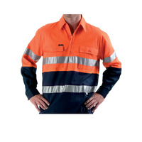 BTC6456 Bisley 2 Tone Closed Front Hi Vis Drill L/S Shirt - 3M R