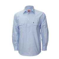 N-MNS- CHAM.02 Nungar Men's Chambray 1/2 Placket Dress Shirt