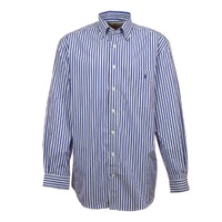 N - MNS Nungar FS - Blue Flat Stripe 1 Pkt L/S Dress Shirt