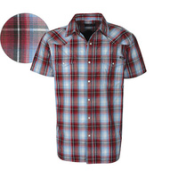 P6Y1101005 Pure Western Men's Kennedy Check S/S Shirt