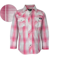 P6Y5100010 Pure Western Girl's Rose Check L/S Shirt