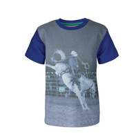 T6S3501049 BOYS DIGITAL COLOUR BLOCK TEE -Bright Blue/Grey Marle