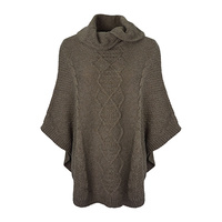 T6W2510080 THOMAS COOK WOMEN'S CABLE KNIT PONCHO
