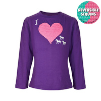 T6W5501033 THOMAS COOK GIRL'S REVERSIBLE SEQUIN L/S TOP - PURPLE