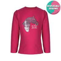T6W5501033 THOMAS COOK GIRL'S REVERSIBLE SEQUIN L/S TOP - H/PINK