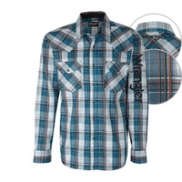 X6S1111055 WRANGLER MENS RHETT CHECK LOGO L/S SHIRT