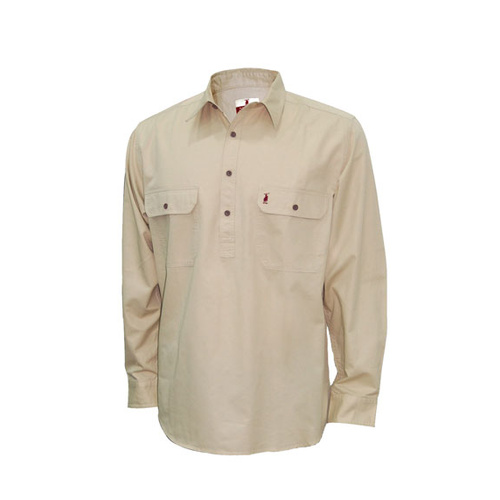 B1 Nungar/Curio Men's 1/2 Placket Work Shirt [Size: S Colour: Bone Weight: Light Weight]