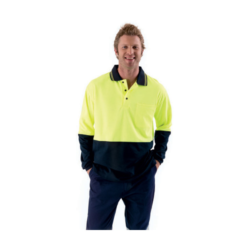 BK6234 Bisley 2 Tone Hi Vis Polo L/S Shirt [Size: S Colour: Orange/Navy]