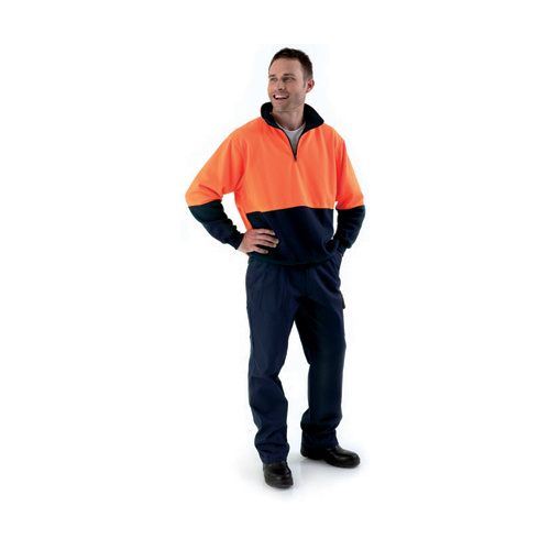 BK6888 Bisley 2 Tone Hi Vis 1/4 Zip Neck Fleece Jumper [Size: S Colour: Orange/Navy]
