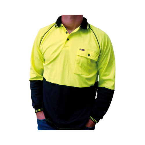 BK6977 Bisley 2 Tone Cool Lightweight Hi Vis Polo L/S Shirt [Size: S Colour: Orange/Navy]