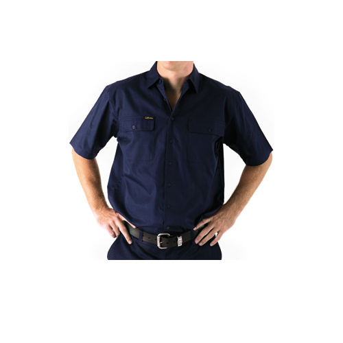 BS1893 Bisley Cool Lightweight Drill S/S Shirt [Size: S Colour: Navy]