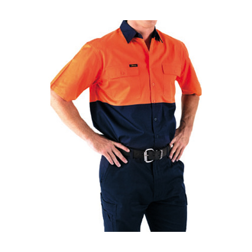 BS1895 Bisley 2 Tone Cool Lightweight Drill S/S Shirt [Size: S Colour: Orange/Navy]
