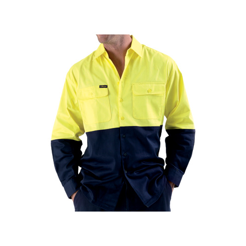 BS6267 Bisley 2 Tone Hi Vis Drill L/S Shirt [Size: XS Colour: Orange/Navy]
