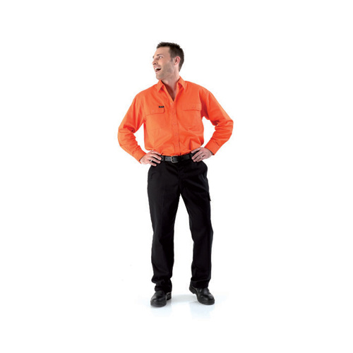 BS6339 Bisley Hi Vis Drill L/S Shirt [Size: S Colour: Orange]