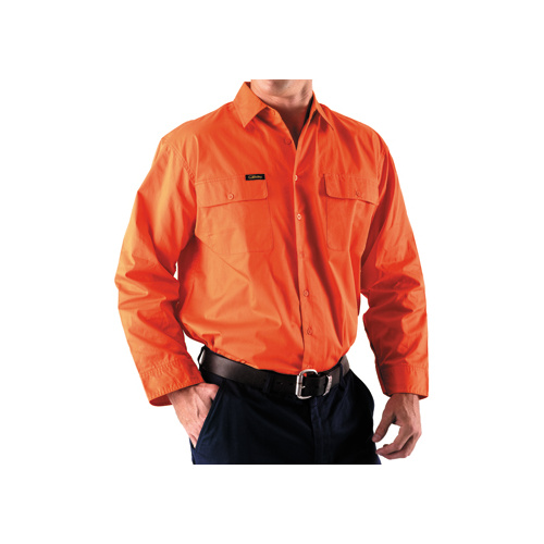 BS6894 Bisley Cool Lightweight Gusset Cuff Hi Vis Drill L/S Shir [Size: S Colour: Orange]