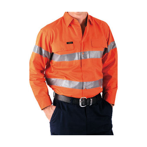 BS6897 Bisley Cool Lightweight Gusset Cuff Hi Vis L/S Shirt - 3M [Size: XS Colour: Orange]