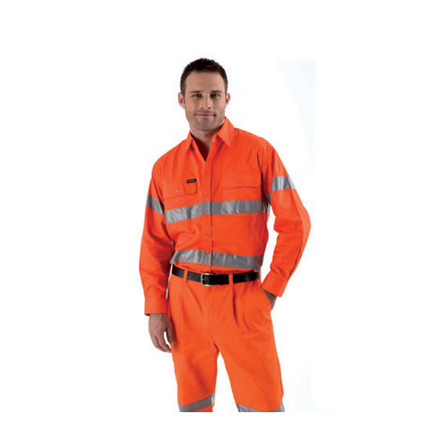 BT6482 Bisley Hi Vis Drill L/S Shirt - 3M Reflective Tape [Size: XS Colour: Orange]