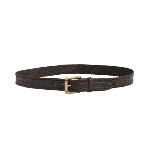 CB090 R.M. Williams 1 1/4 Plaited Kangaroo Belt [Size: 26 Colour: Brown]