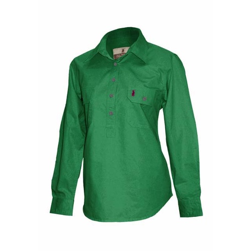 E2 Nungar/Spinifex Women's 1/2 Placket Work Shirt [Size: 8 Colour: Emerald Weight: Light Weight]