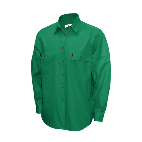 E3 Nungar Curio Men's Full Button Work Shirt [Size: S Colour: Emerald Weight: Light Weight]