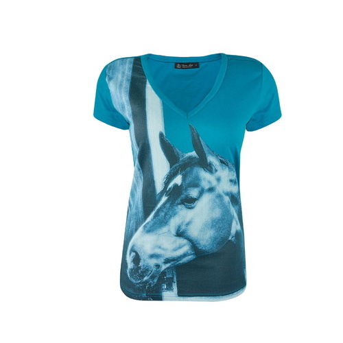 E6S2505016 TC EQUESTRIAN WOMENS AVONLEAH PRINTED TEE-Turquoise [Size: 6 Colour: Turquoise]