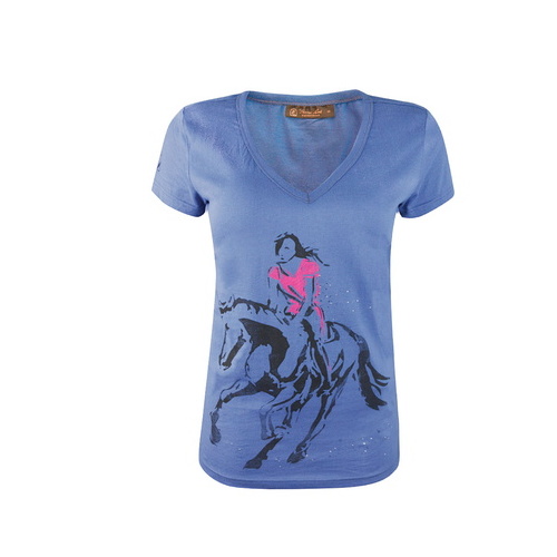 E6S2505016 TC EQUESTRIAN WOMENS AVONLEAH PRINTED TEE- Steel Blue [Size: 6 Colour: Steel Blue]