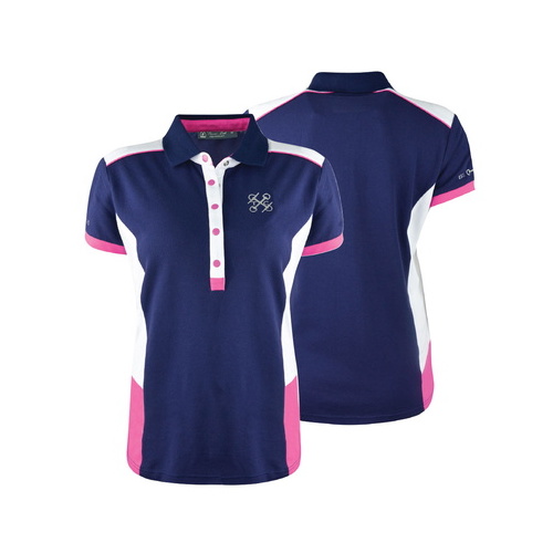 E6S2506017 TC EQUESTRIAN WOMENS HANNAH POLO [Size: 6 Colour: Navy/Hot Pink]