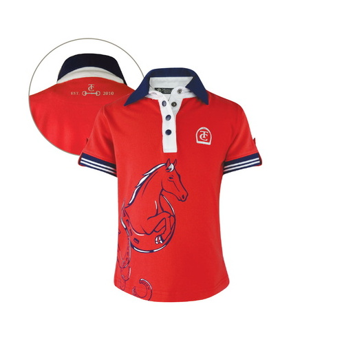 E6S5521021 TC EQUESTRIAN GIRLS GRETEL PRINTED POLO [Size: 4 Colour: Lollipop/Navy]