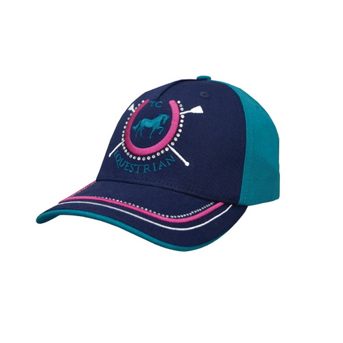 E6S5901CAP TC EQUESTRIAN GIRLS SASSY CAP [Colour: Hot Pink/Steel Blue Size: One Size Fits All]