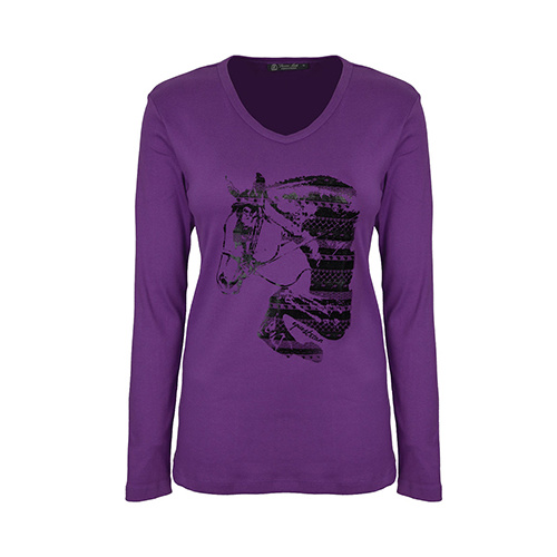 E6W2500001 TC EQUESTRIAN WOMEN'S ALEXA L/S TOP [Size: 6 Colour: Purple]
