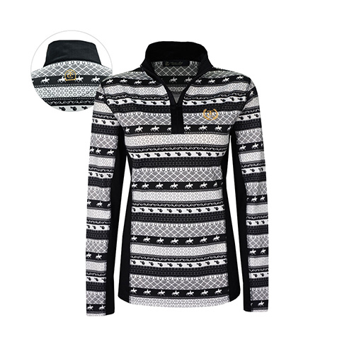 E6W2501003 TC EQUESTRIAN WOMEN'S CAVALIER L/S TOP [Size: 6 Colour: Black/White]
