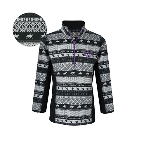 E6W5503003 TC EQUESTRIAN GIRL'S CAVALIER L/S TOP [Size: 4 Colour: Black/White]