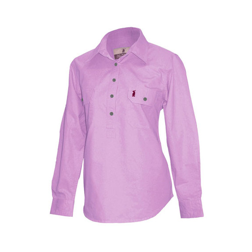 L2 Nungar/Spinifex Women's 1/2 Placket Work Shirt [Size: 8 Colour: Lavender Weight: Light Weight]