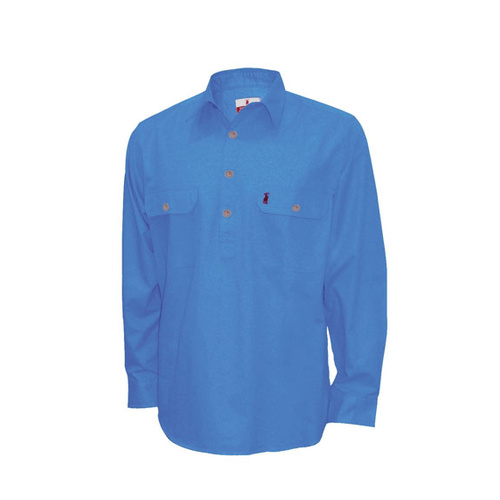 LB1 Nungar/Curio Men's 1/2 Placket Work Shirt [Size: S Colour: Light Blue Weight: Light Weight]