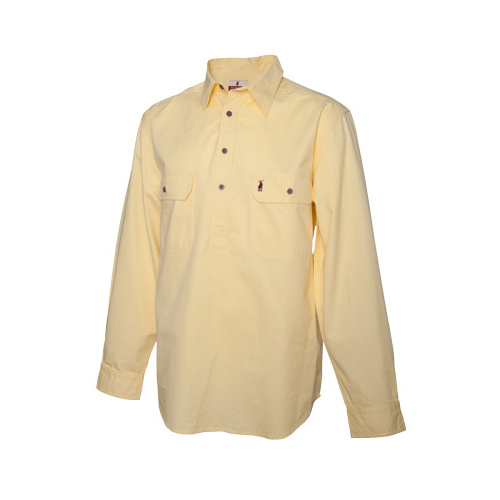 LM1 Nungar Curio Men's 1/2 Placket Work Shirt [Size: S Colour: Lemon Weight: Light Weight]