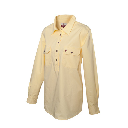 LM2 Nungar Spinifex Women's 1/2 Placket Work Shirt [Size: 8 Colour: Lemon Weight: Light Weight]