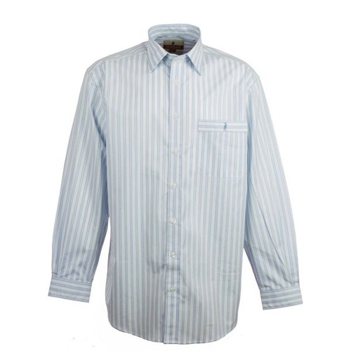 N-MNS Nungar JS-BLUE Jaquard Stripe 1 Pkt L/S Dress Shirt