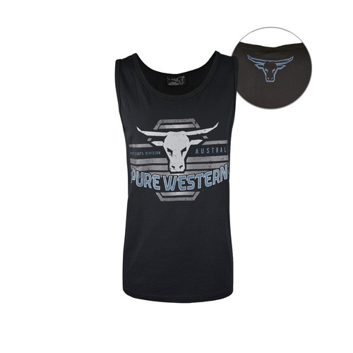 P6S1501019 PURE WESTERN MENS TURNER SINGLET [Size: S Colour: Black]