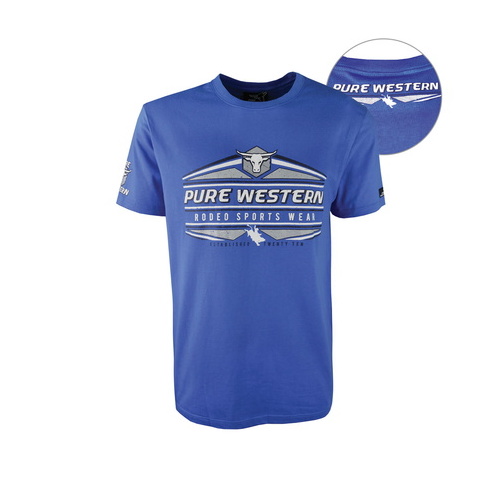P6S1502019 PURE WESTERN MENS DANE S/S TEE [Size: S Colour: Blue]