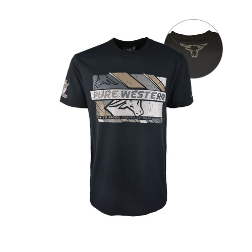 P6S1503019 PURE WESTERN MENS JACKSON S/S TEE [Size: S Colour: Black]