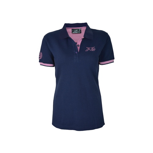 P6S2500022 PURE WESTERN WOMENS ERIKA S/S POLO [Size: 8 Colour: Navy]