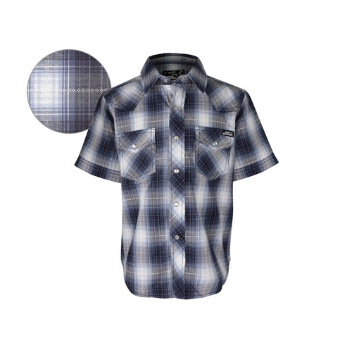 P6S3101044 PURE WESTERN BOYS KAI CHECK S/S SHIRT [Size: 2 Colour: White/Blue]