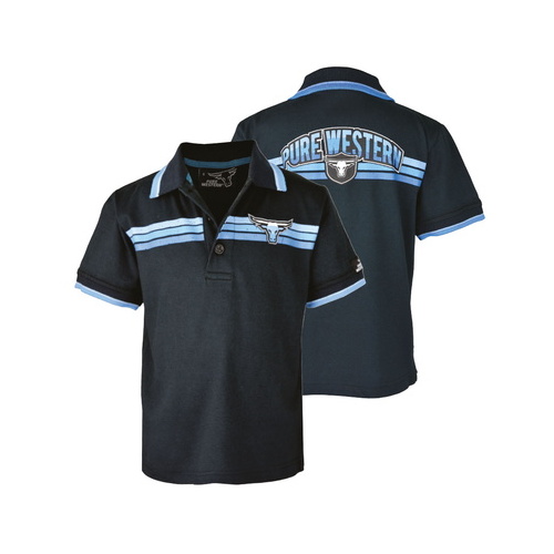 P6S3500019 PURE WESTERN BOYS FINN S/S POLO [Size: 2 Colour: Slate]