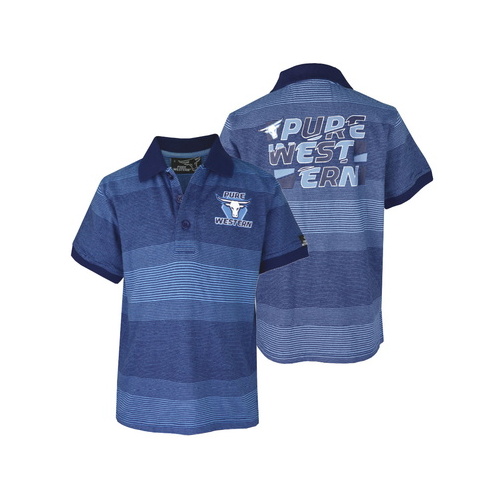 P6S3500055 PURE WESTERN BOYS MARCUS S/S POLO [Size: 2 Colour: Blue]