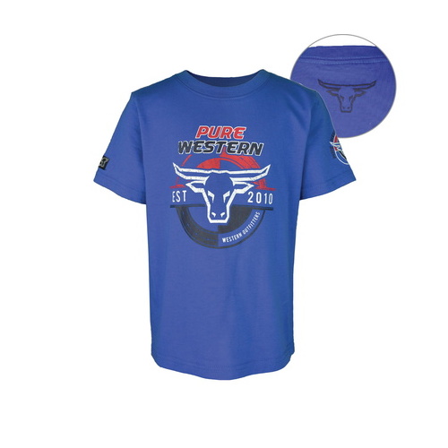 P6S3502019 PURE WESTERN BOYS COREY S/S TEE [Size: 2 Colour: Blue]