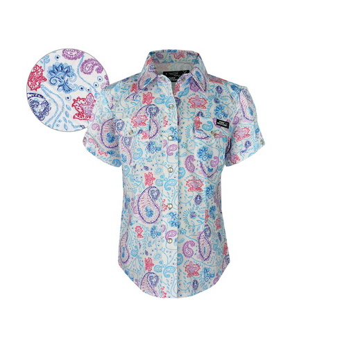 P6S5101051 PURE WESTERN GIRLS SIA PRINT S/S SHIRT [Size: 2 Colour: White/Multi]