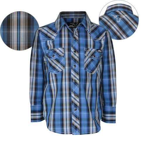 P6W3100025 PURE WESTERN BOY'S TYCE CHECK L/S SHIRT