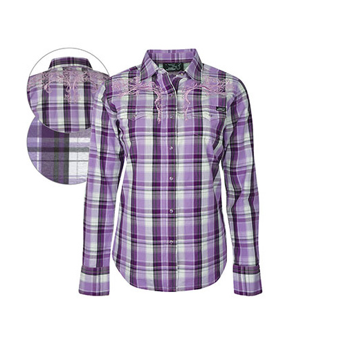 P6Y2100007 Pure Western Women's Trinity Check L/S Shirt