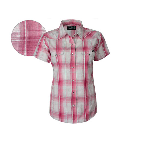 P6Y2105010 Pure Western Women's Rose Check S/S Shirt